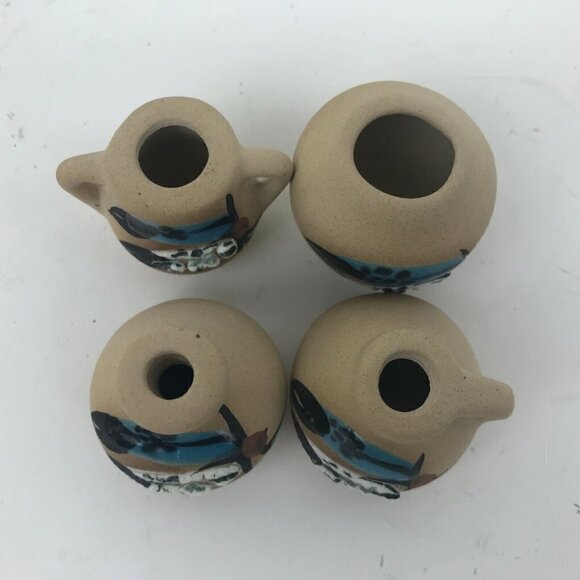 Mini 1.5" Clay Pottery Vases Jugs Lot 4 Native American Southwestern Doll House - Picture 4 of 11